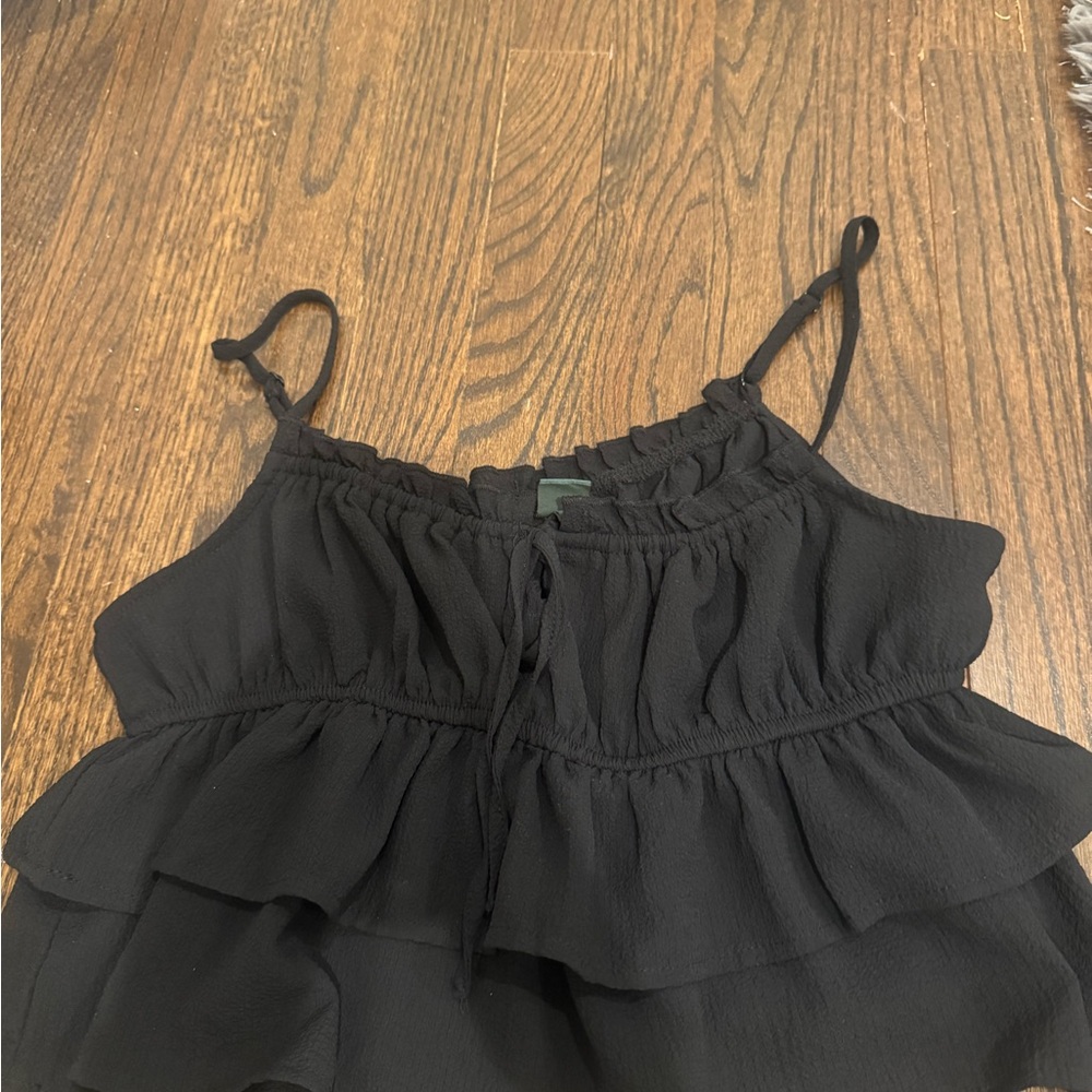 Women's Black Ruffled Top